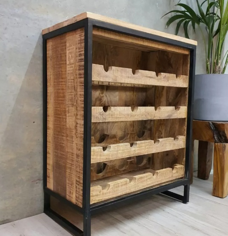 Wine Cabinet 62x33x78.5 cm Rough Mango Wood